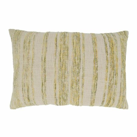 SARO 16 x 24 in. Striped Woven Oblong Pillow Cover, Yellow 856.Y1624BC